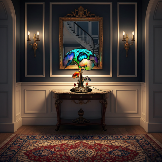 Boho-lampa – Pilz und Blume