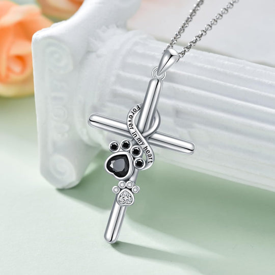 Silberkette mit Kreuz und Pfotenabdruck