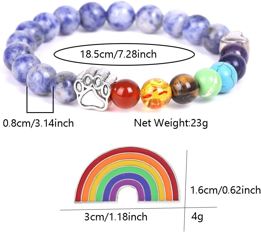 Perlenarmband in Regenbogenfarben mit Pfotenmotiv