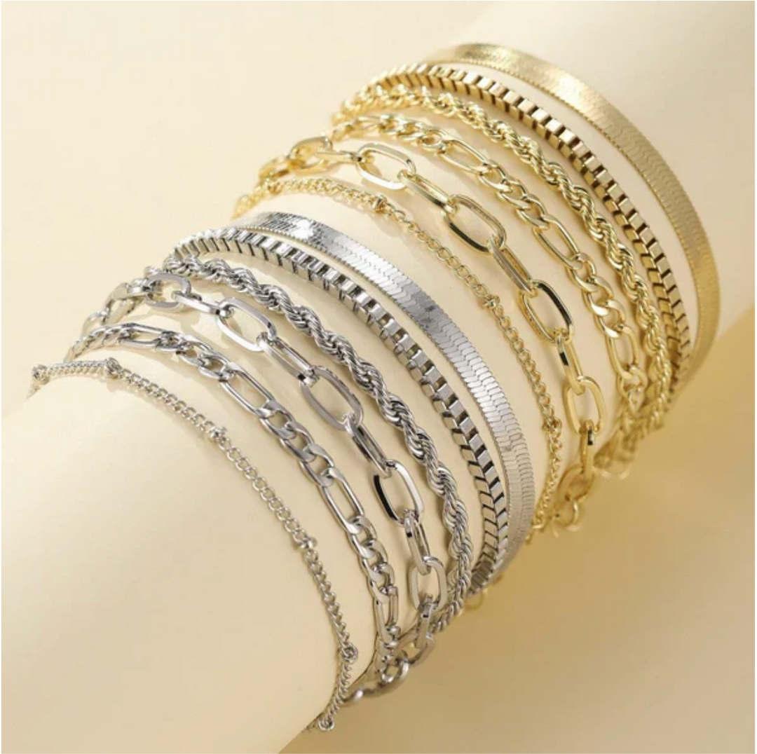 5-teiliges Armband-Set aus Gold