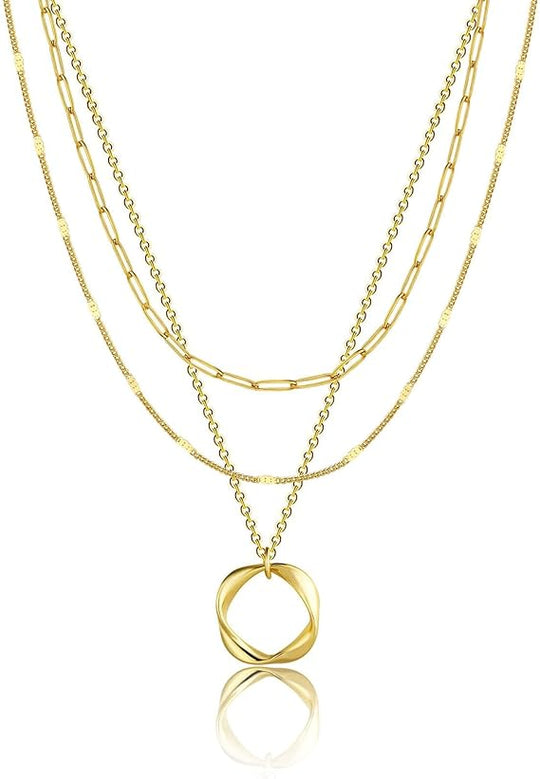 Nina – Vintage-Halskette mit Goldplatte und Anhänger