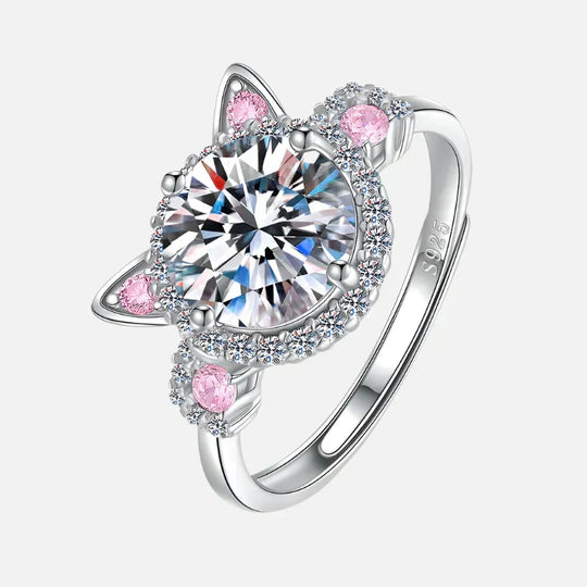 Verstellbarer Ring mit Katzenohren und Zirkonia