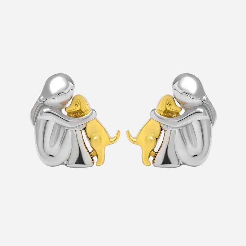 Zweifarbige Huggie-Ohrringe in Silber und Gold