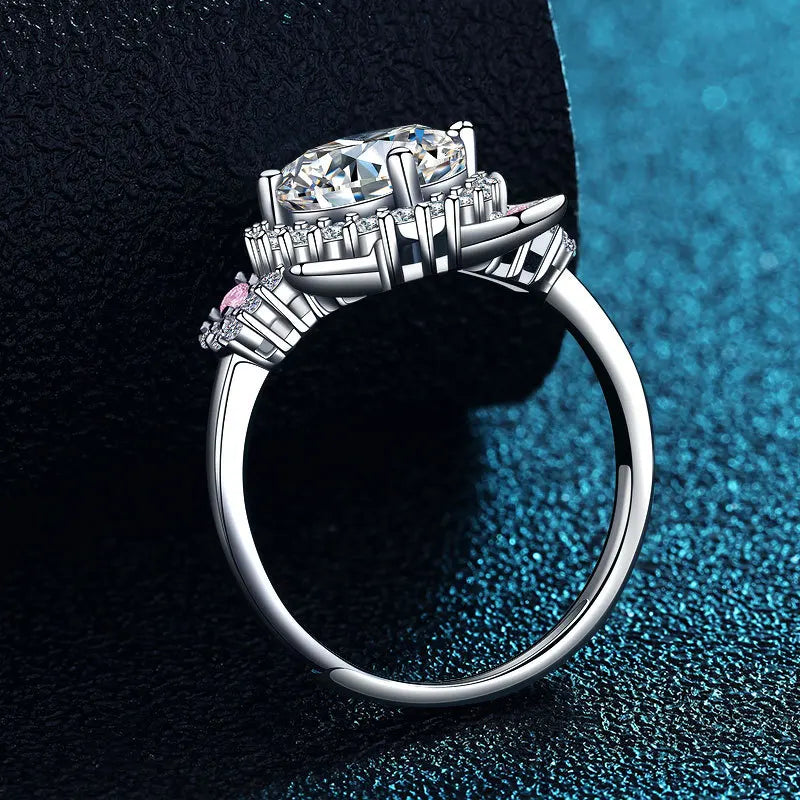 Verstellbarer Ring mit Katzenohren und Zirkonia