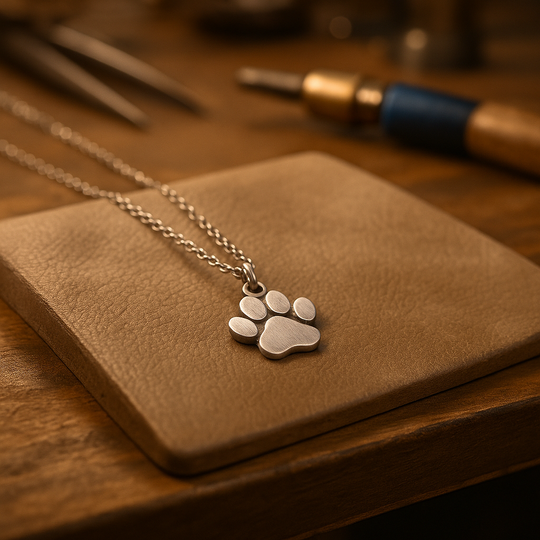Elegante Silberkette mit Pfotenabdruck
