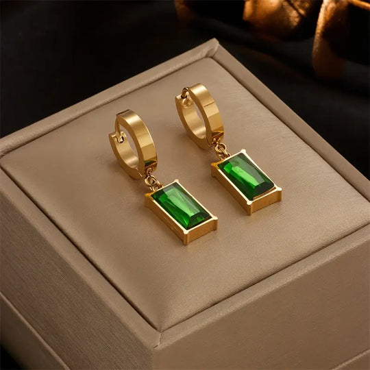 Maanstraal™ – Goldfarbenes Schmuckset mit grünen Steinen