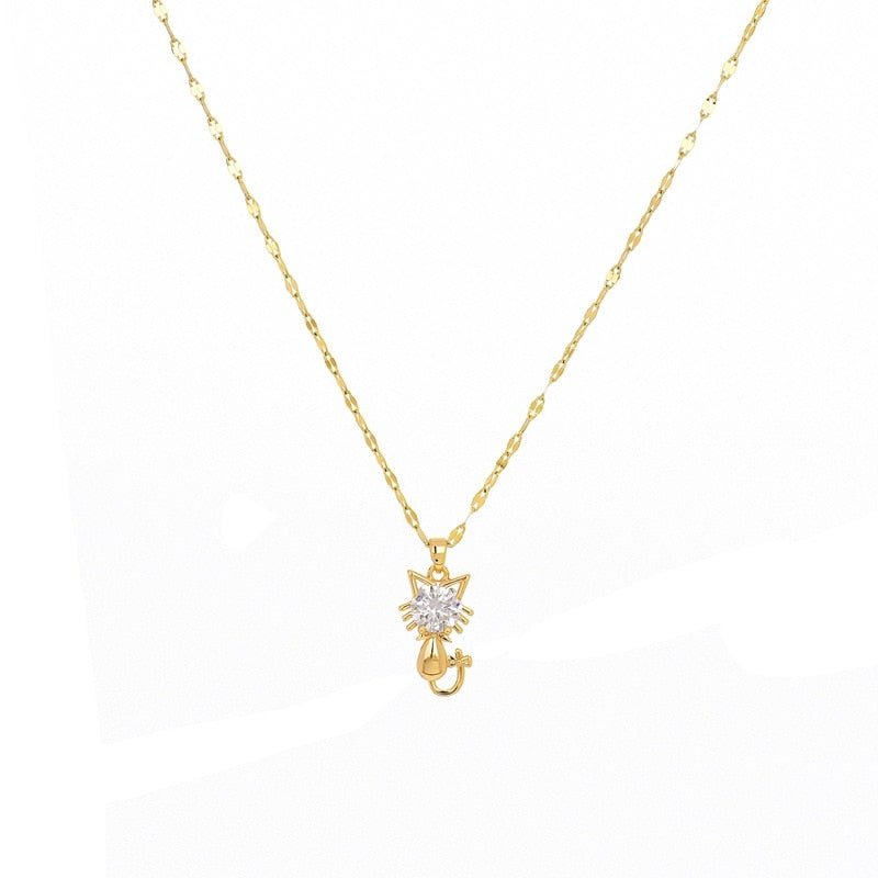 Goldplattierter Katzenanhänger mit Zirkonia