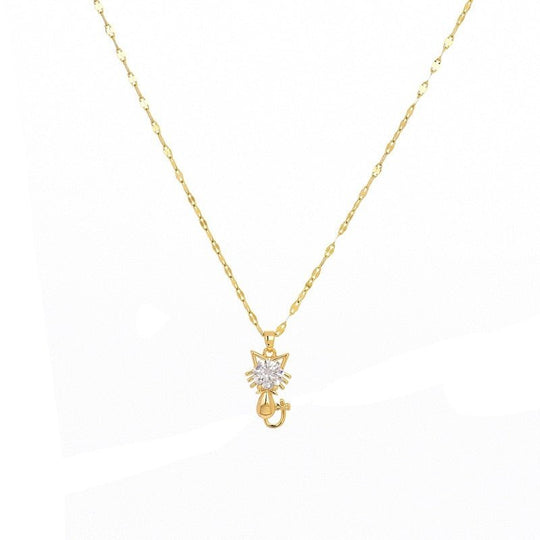 Goldplattierter Katzenanhänger mit Zirkonia