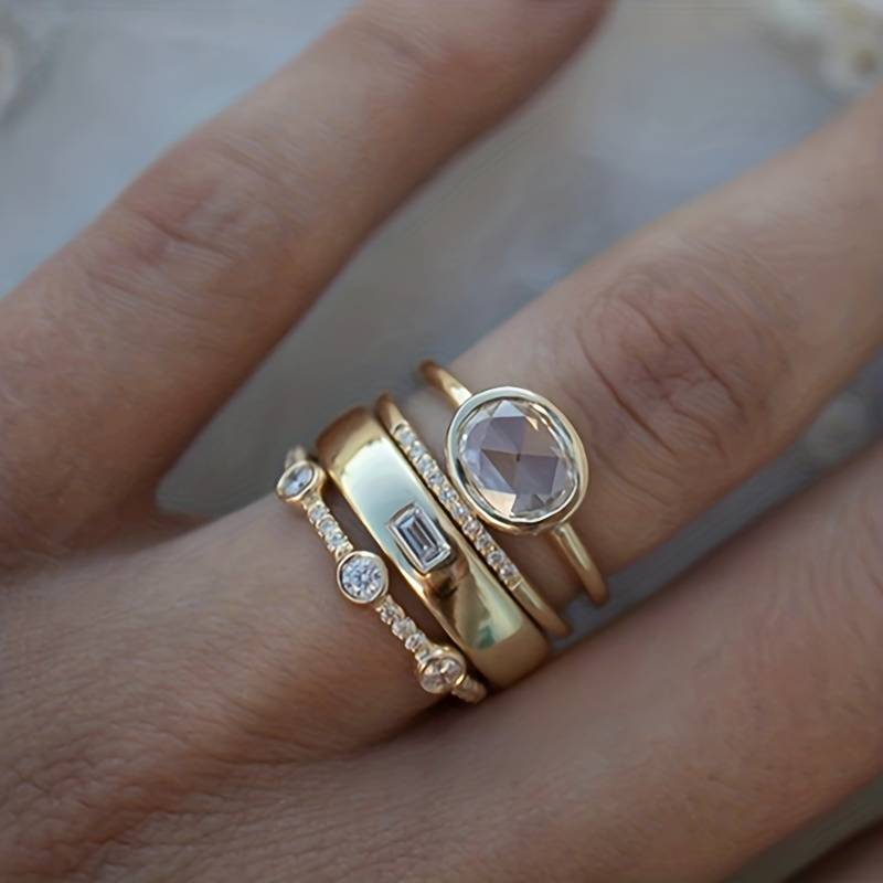 Lilja – Vintage-inspiriertes Ringset mit Zirkonia