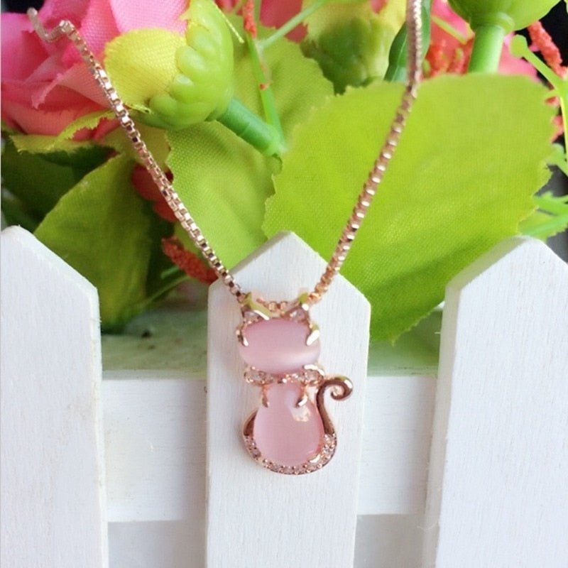 Rosa Katzenanhänger mit Zirkonia