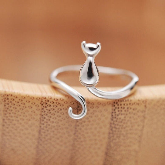 Süßer Ring mit Katze aus Edelstahl