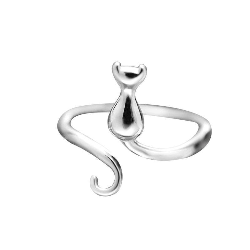 Süßer Ring mit Katze aus Edelstahl