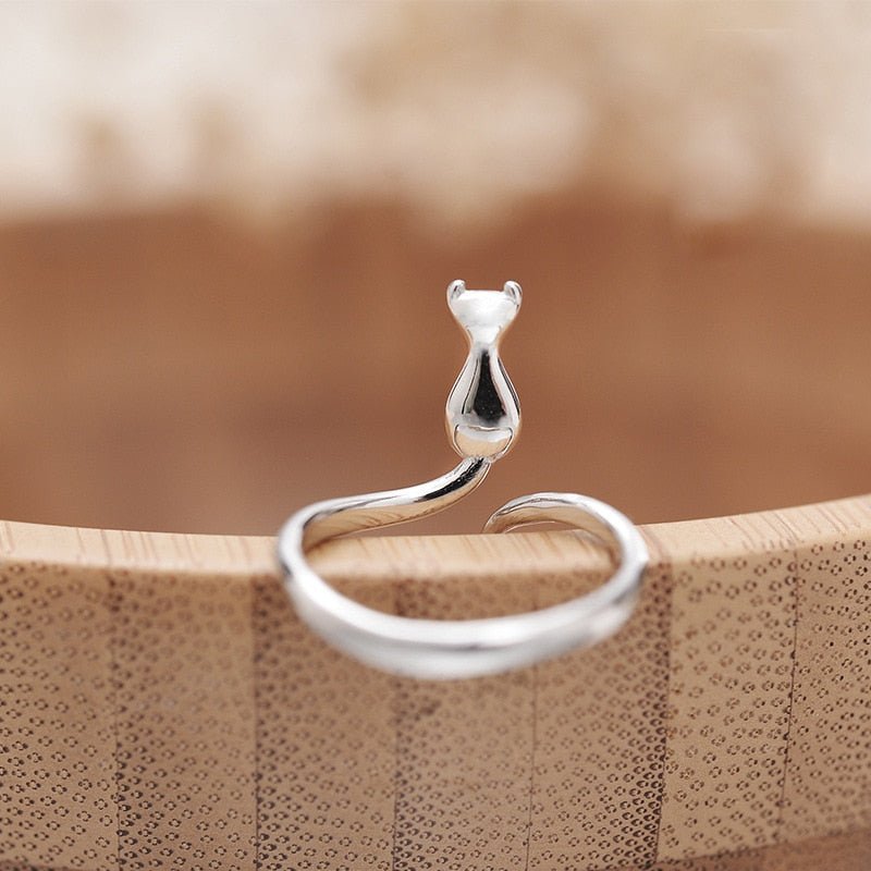 Süßer Ring mit Katze aus Edelstahl