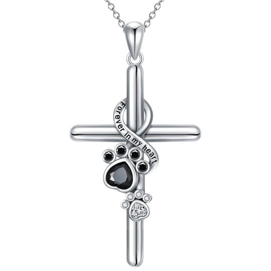 Silberkette mit Kreuz und Pfotenabdruck